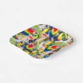 Papageien und Palmen-Blätter Pappteller (Gewinkelt)