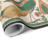 Papageien und Pfauengestelle für Vintage Kunst Geschenkpapier (Rolleneckpunkt)