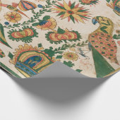 Papageien und Pfauengestelle für Vintage Kunst Geschenkpapier (Ecke)