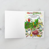 Papageien und Weihnachtsbaum Feiertagskarte (Innenseite)
