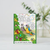 Papageien und Weihnachtsbaum Feiertagspostkarte (Stehend Vorderseite)