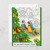 Papageien und Weihnachtsbaum Feiertagspostkarte (Vorne/Hinten)