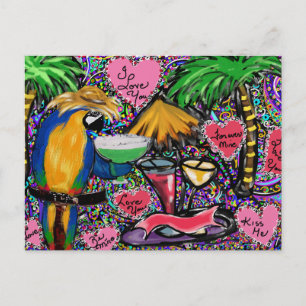 Papageien Valentinstag Postkarte