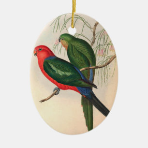 Papageien, Vintage, Vogelillustration, Boheme Keramik Ornament