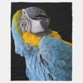 Papageien-Vogel auf schwarzer Fleece-Decke Fleecedecke (Vorderseite)