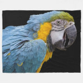 Papageien-Vogel auf schwarzer Fleece-Decke Fleecedecke (Vorderseite (Horizontal))