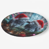 Papageien Weihnachten Pappteller (Schrägansicht)