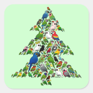Papageien-Weihnachtsbaum Quadratischer Aufkleber