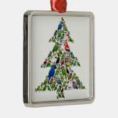 Papageien-Weihnachtsbaum Silbernes Ornament (Rechts)