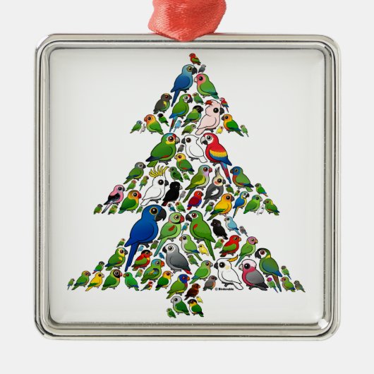 Papageien-Weihnachtsbaum Silbernes Ornament (Vorne)