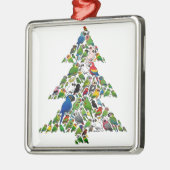 Papageien-Weihnachtsbaum Silbernes Ornament (Links)