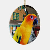 Papageien-Weihnachtsverzierung Sun Conure Keramik Ornament (Rechts)