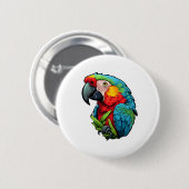 Papageienbild Cartoon Button (Vorne & Hinten)