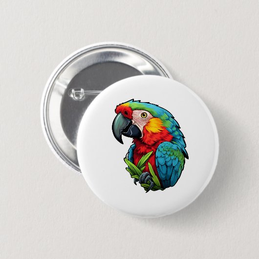 Papageienbild Cartoon Button (Vorne & Hinten)