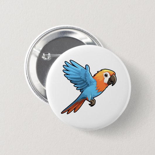 Papageienbild Cartoon Button (Vorne & Hinten)