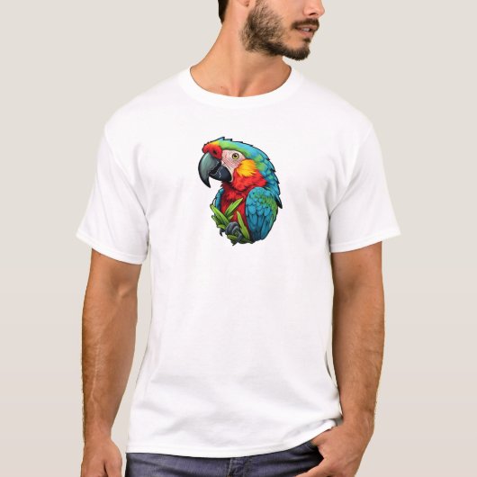 Papageienbild Cartoon T-Shirt (Vorderseite)
