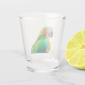 Papageienbild in Schiebeglas Schnapsglas (Rückseite)