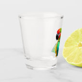 Papageienbild in Schiebeglas Schnapsglas (Links)