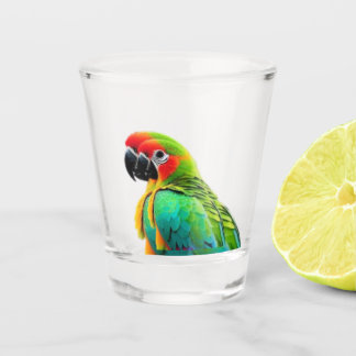 Papageienbild in Schiebeglas Schnapsglas