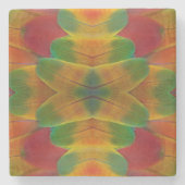 Papageienfeder Kaleidoskop Steinuntersetzer (Vorderseite)