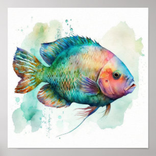 Papageienfisch im Wasserfarbenplakat Poster