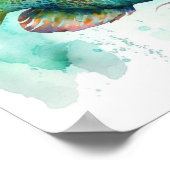 Papageienfisch in Aquarellplakatkartoffeln Poster (Ecke)