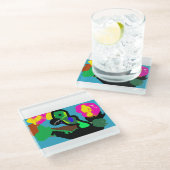 Papageienfreude Glasuntersetzer (Schrägansicht)