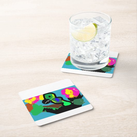 Papageienfreude Rechteckiger Pappuntersetzer (Vor Ort)