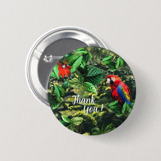 Papageienkürbis im Dschungel mit Blume Button (Vorne & Hinten)