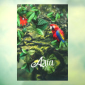 Papageienkürbis im Dschungel mit Blume Fensteraufkleber (Blatt 3)