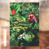 Papageienkürbis im Dschungel mit Blume Fensteraufkleber (Blatt 2)