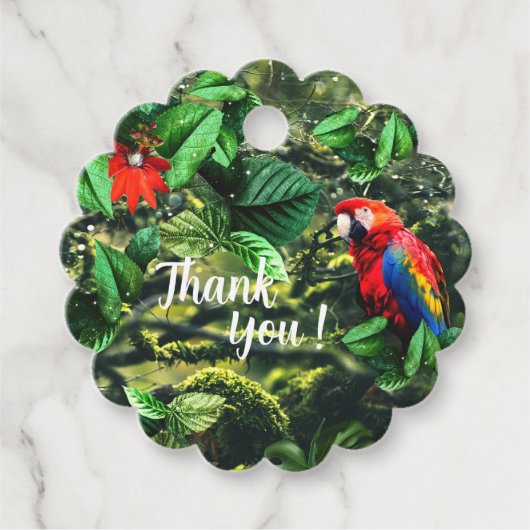 Papageienkürbis im Dschungel mit Blume Geschenkanhänger (Vorderseite)