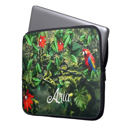 Papageienkürbis im Dschungel mit Blume Laptopschutzhülle (Vorderseite Links)