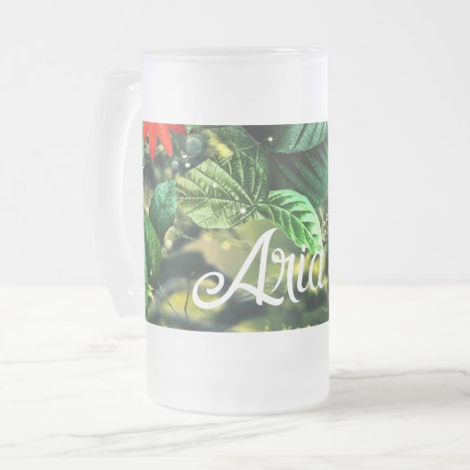 Papageienkürbis im Dschungel mit Blume Mattglas Bierglas (Vorderseite Links)