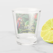 Papageienkürbis im Dschungel mit Blume Schnapsglas (Rückseite)