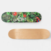 Papageienkürbis im Dschungel mit Blume Skateboard (Horizontal)
