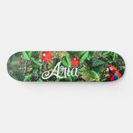 Papageienkürbis im Dschungel mit Blume Skateboard