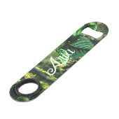 Papageienkürbis im Dschungel mit Blume Speed Flaschenöffner (Rückseite Schrägansicht)