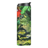 Papageienkürbis im Dschungel mit Blume Thermosbecher (Nach links gedreht)