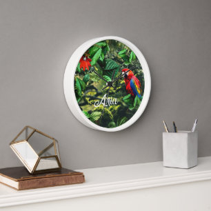 Papageienkürbis im Dschungel mit Blume Uhr
