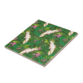 Papageienmuster mit Blätter aus Palm Fliese (Seite)