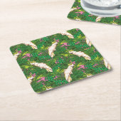 Papageienmuster mit Blätter aus Palm Rechteckiger Pappuntersetzer (angewinkelt)