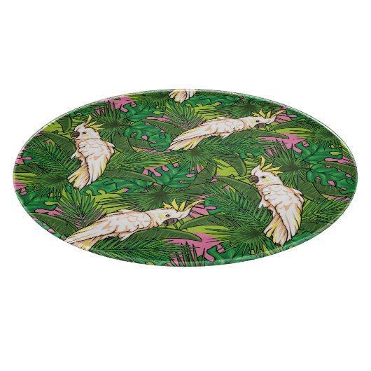 Papageienmuster mit Blätter aus Palm Schneidebrett (Ecke)