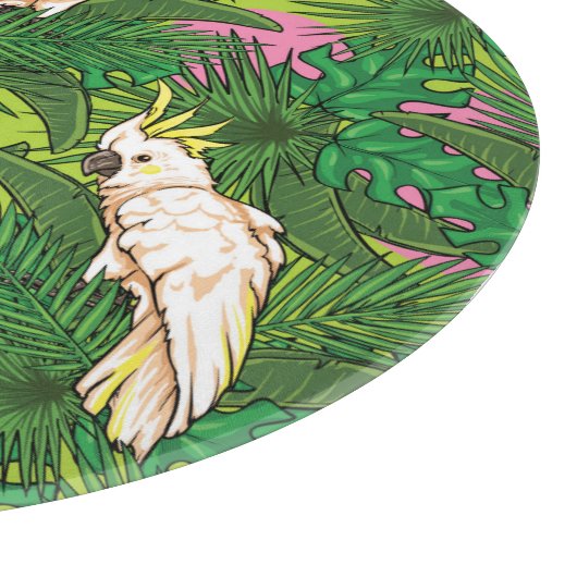 Papageienmuster mit Blätter aus Palm Schneidebrett (Ecke)