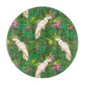 Papageienmuster mit Blätter aus Palm Schneidebrett (Vorderseite)