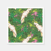 Papageienmuster mit Palmblättern-Blätter Serviette (Vorderseite)