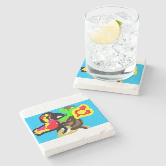 Papageientag Steinuntersetzer (Seitenansicht)