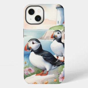 Papageientaucher am Meer - Ozeanblumen & Leuchttur iPhone 13 Hülle