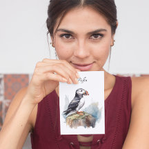 Papageientaucher auf einem Felsen Aquarell, indivi