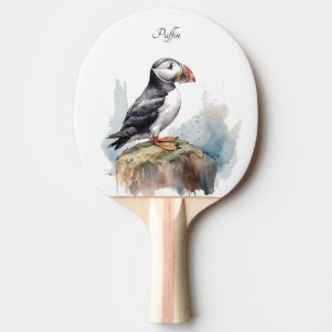 Papageientaucher auf einem Felsen Aquarell, indivi Tischtennis Schläger